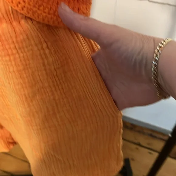 Women's Orange Drawstring Shorts - Picture 3 of 7